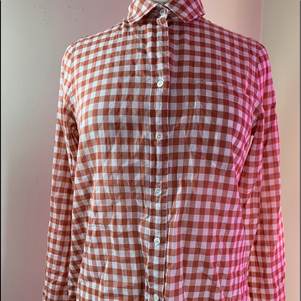 J. Crew Women's Sz 4 Tie Waist Button Down plaid Cotton shirt